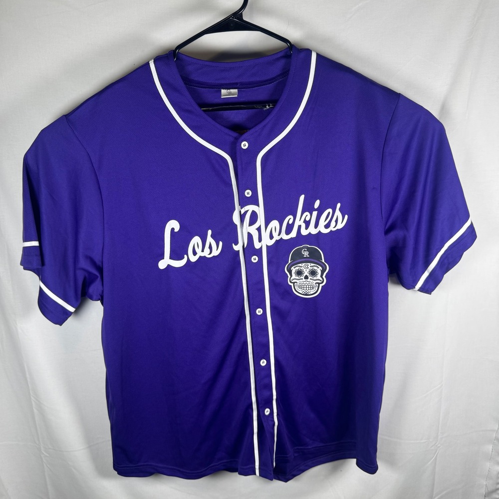 Colorado Rockies Jersey Mens XL Purple Hispanic Heritage Los Rockies Sugar Skull